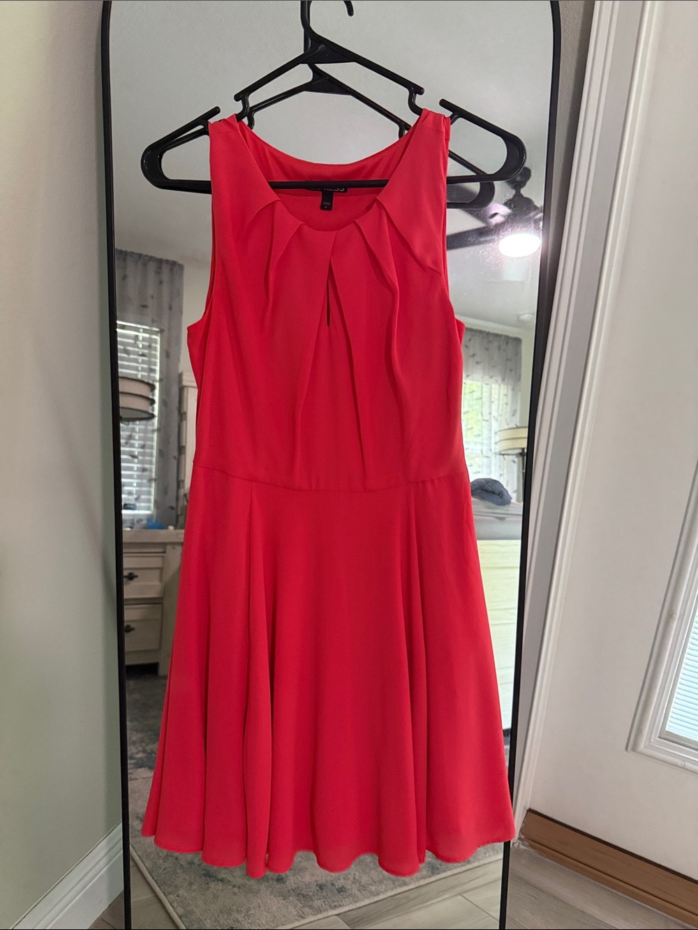 Express Vibrant Pink Sleeveless Fit-and-Flare Dress